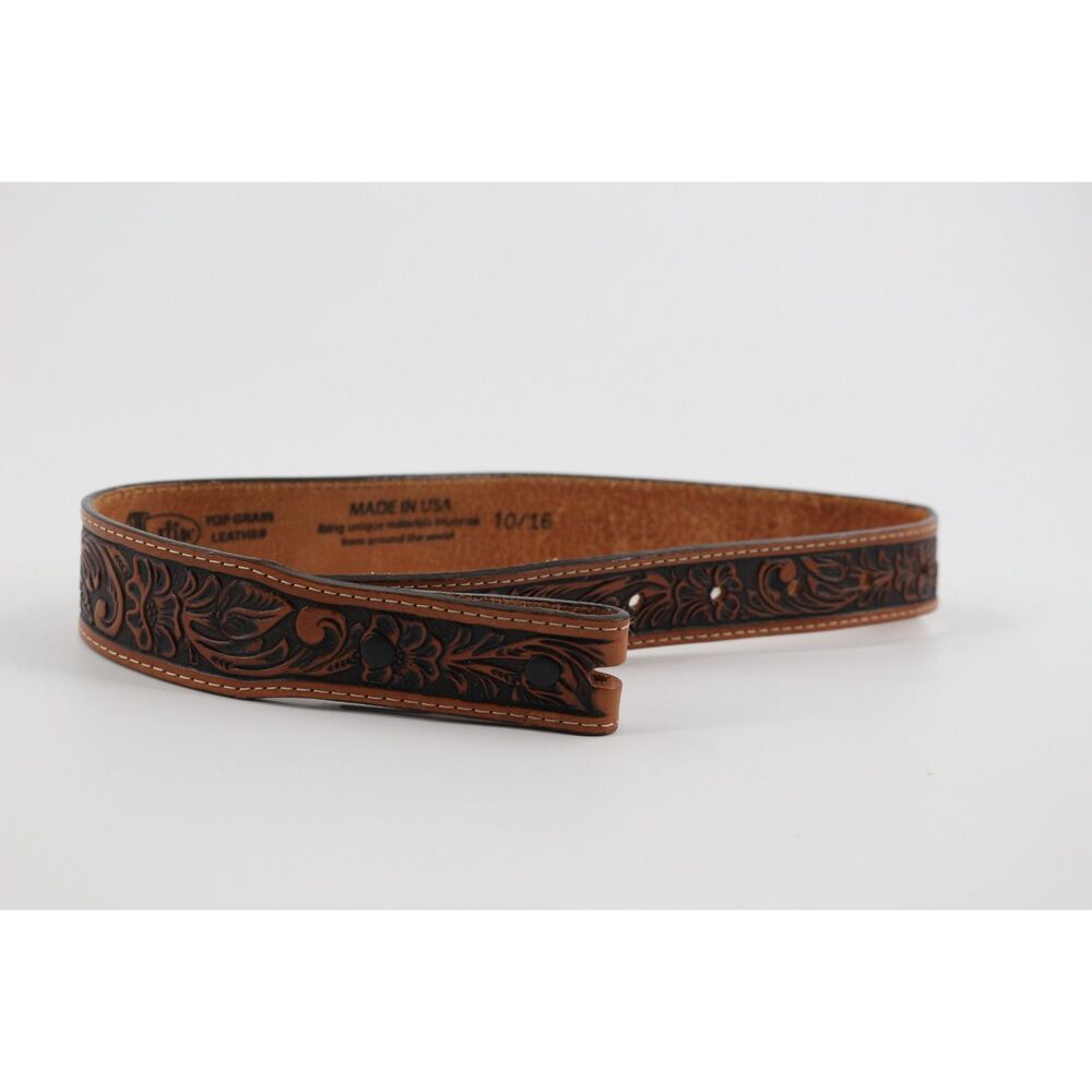 Justin Kids Youth Belt Tooled Top Grain Leather New NO BUCKLE - Picture 2 of 3
